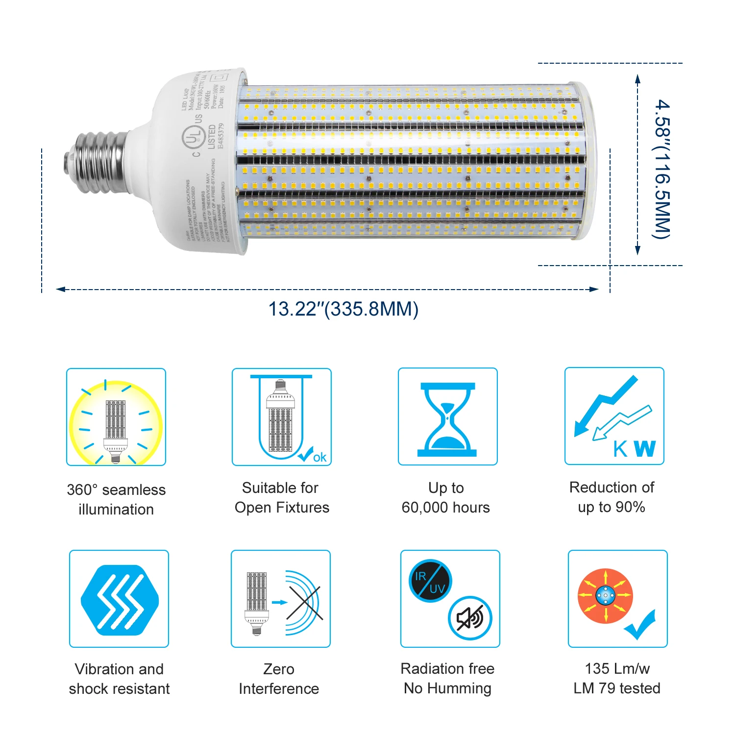 Cul E39 Mogul Ac120 V Led Maïs Lamp Metalen Halidelampen Highbay Led Lamp 160W Magazijnverlichting