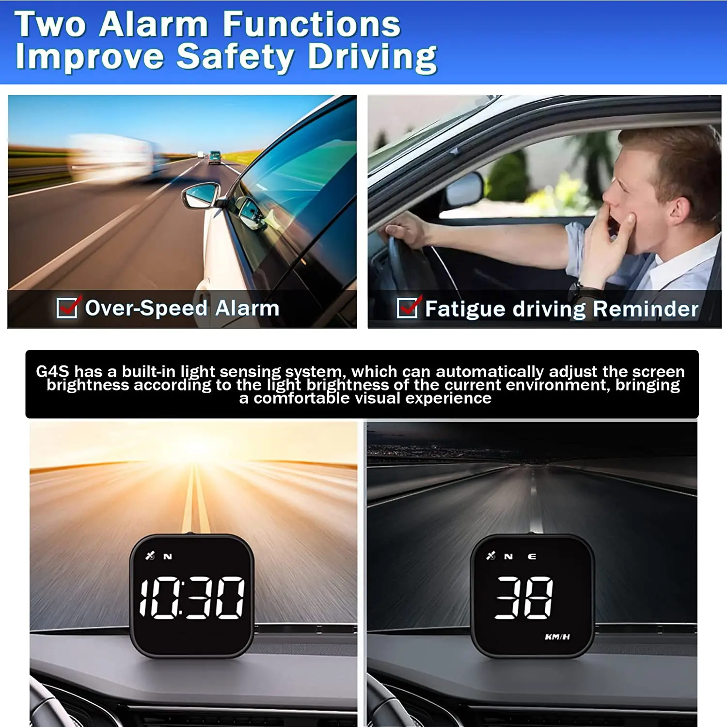 2023 Universal GPS HUD Head Up Display LED Speedometer Smart-Digital Driving Overspeed Alarm Reminder for Car Accessories