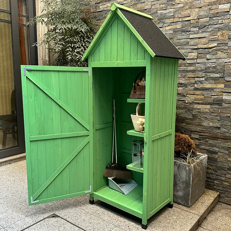 Outdoor Storage Cabinet Solid Wood Toolbox Pastoral Garden Storage Cabinet Rainproof Gardening Balcony Garden Sundries Sorting