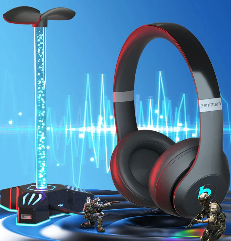 RGB LED Licht Bluetooth Kopfhörer ständer Kopfhörer halter Rack Headset Kleiderbügel mit 2 Anschlüssen USB 2,0 Hub 7,1 ch 3,5mm Aux Audio Port