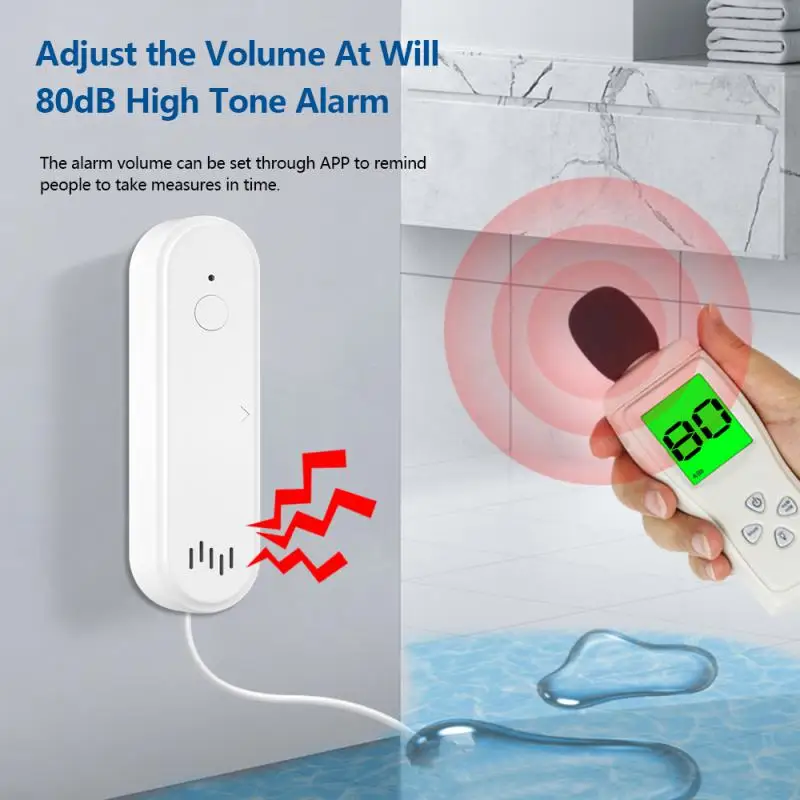 Tuya WiFi Smart Water Leak Sensor Water Overflow Level Detector Security Sound Alarm System Flood Leakage Sensor Remote Monitor