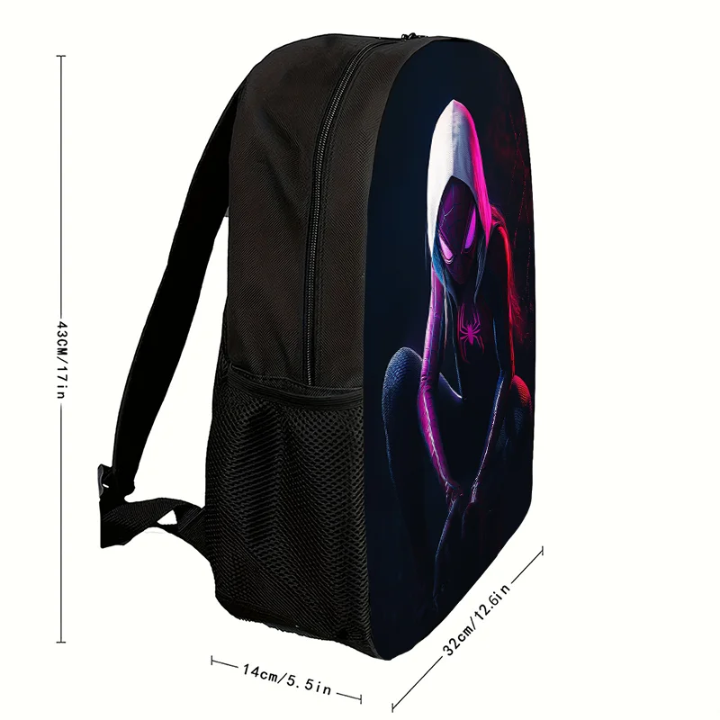 1pc Gwen Spider Man printed backpack, student backpack, gift, suitable for daily commuting use