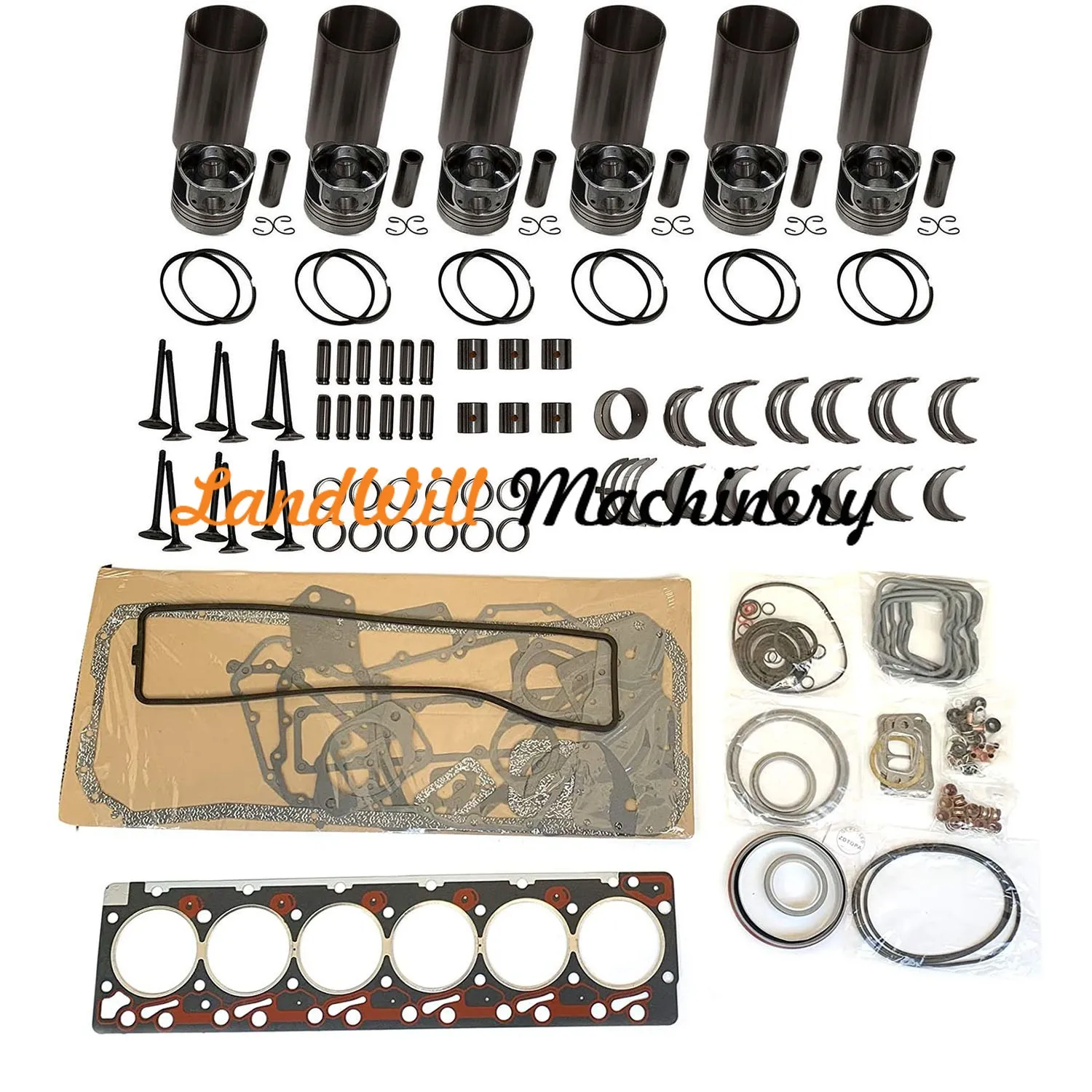 6D102 S6D102E-1 Overhaul Rebuild Kit STD For Komatsu 5.9L 12V Engine Forklift
