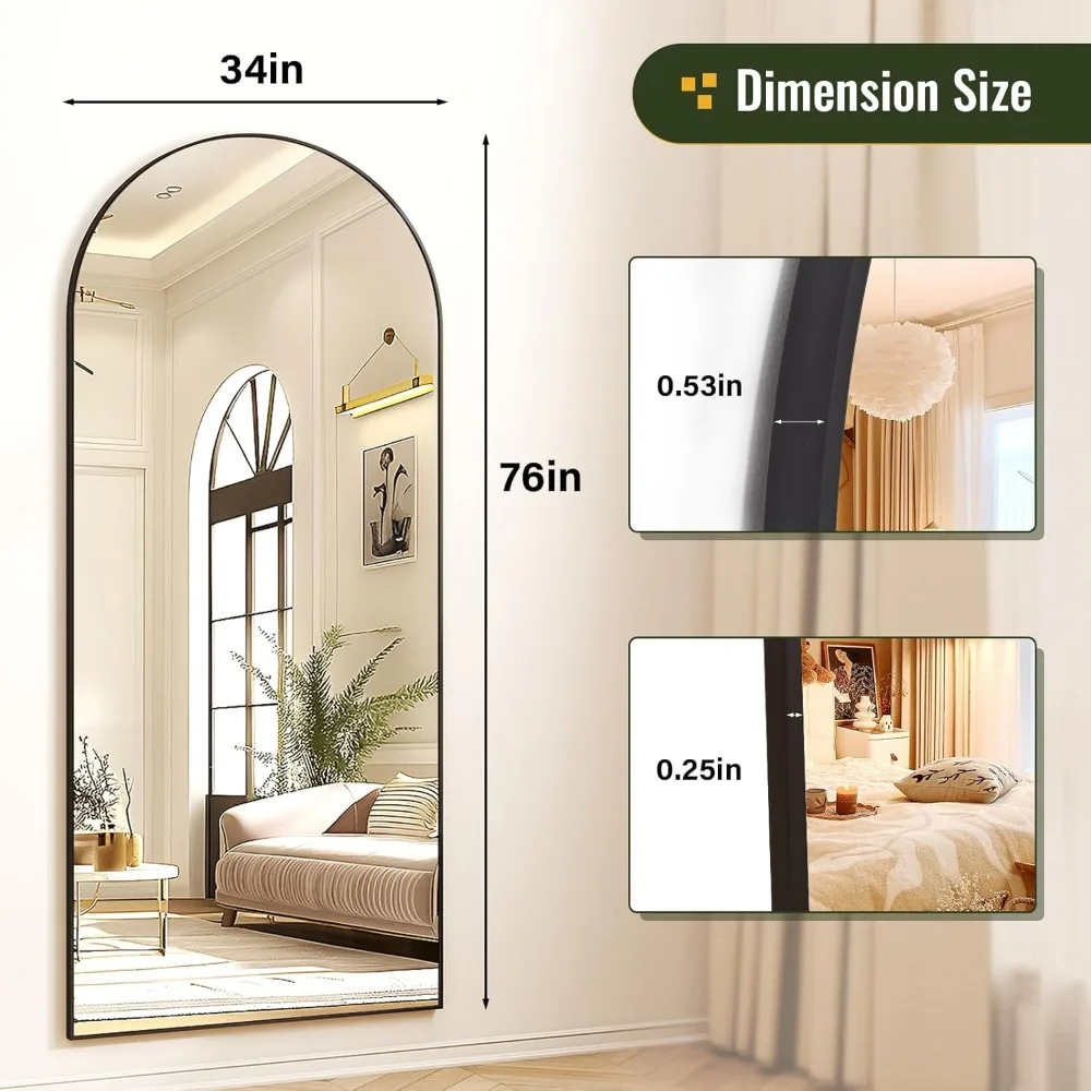 Floor Mirrors High quality explosion-proof glass Aluminum Alloy Frame 76