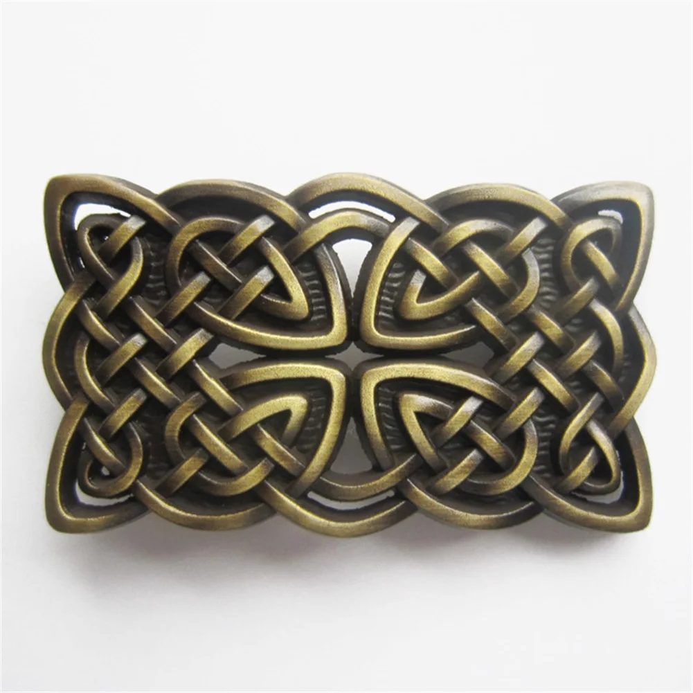 New Vintage Bronze Plated Cross Knot Rectangle Belt Buckle also Stock in US BUCKLE-WT133AB