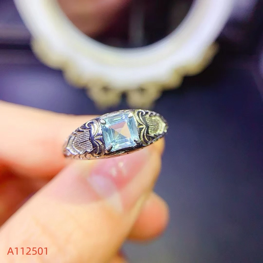 

KJJEAXCMY Fine Jewelry Natural Aquamarine Women's Ring Pendant Set S925 Silver Exquisite Inlaid High Clarity Gems Support Test