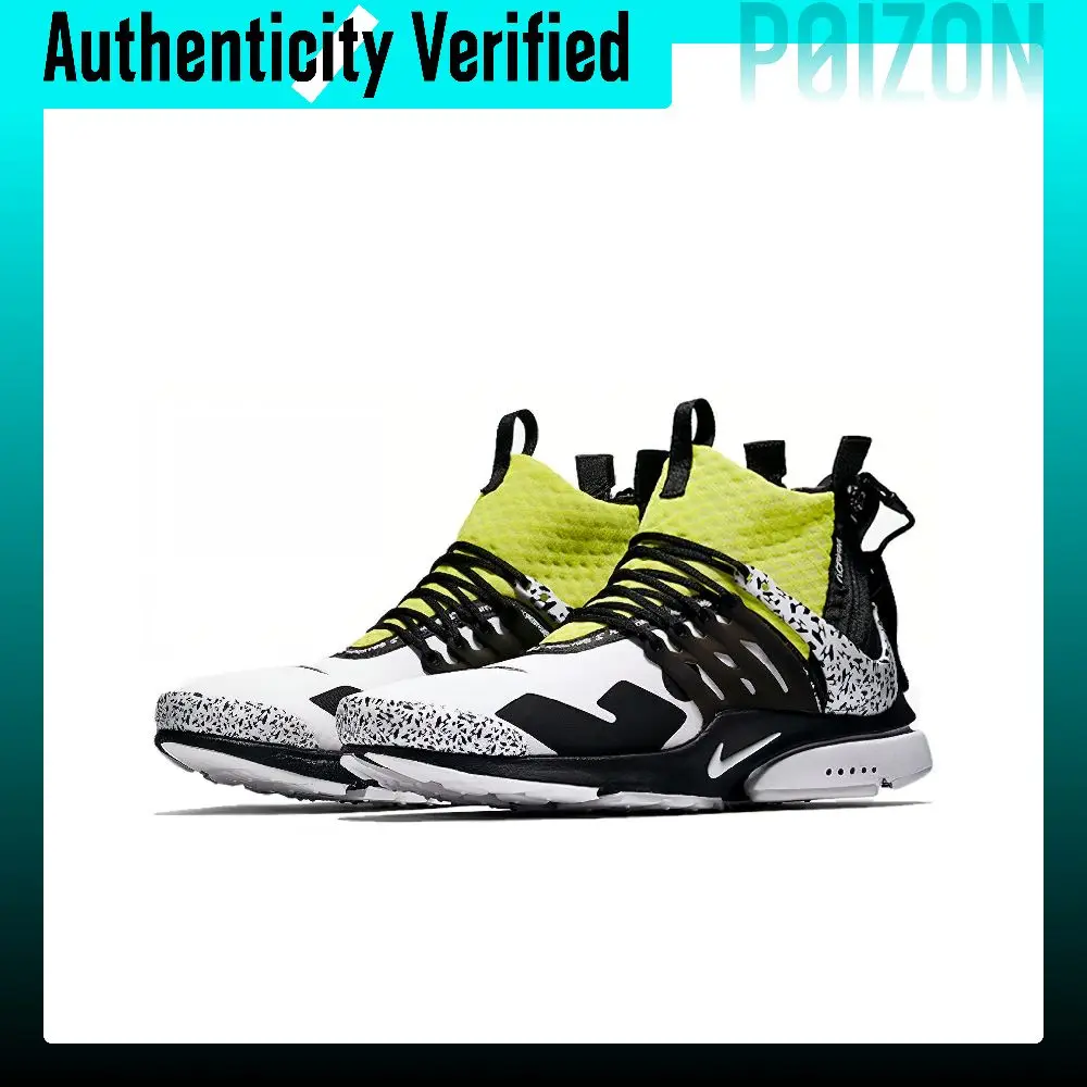 Nike Air Presto Casual Shoes Unisex Mid-top Black/White/Yellow AH7832-100 view 4