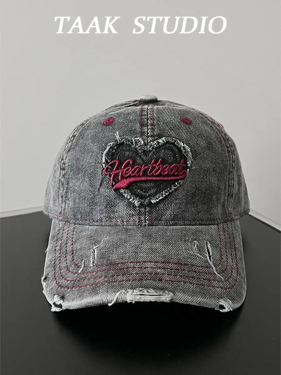 

Washed Denim Baseball Cap Spring Summer Versatile Street Letter Embroidery Cap