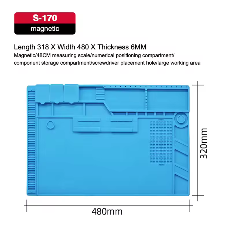 Silicone Soldering Pad Desk Platform Mat for Welding Station Iron Phone PC Repair Magnetic Heat Insulation No Lead S-160 - Image 6