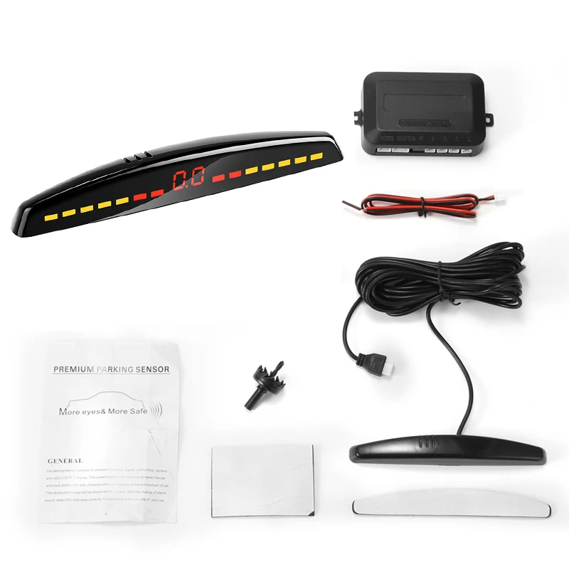 Car Led Parking Sensor Auto Car Detector Park Tronic Display Reverse Backup Radar Monitor System With 4 Sensors