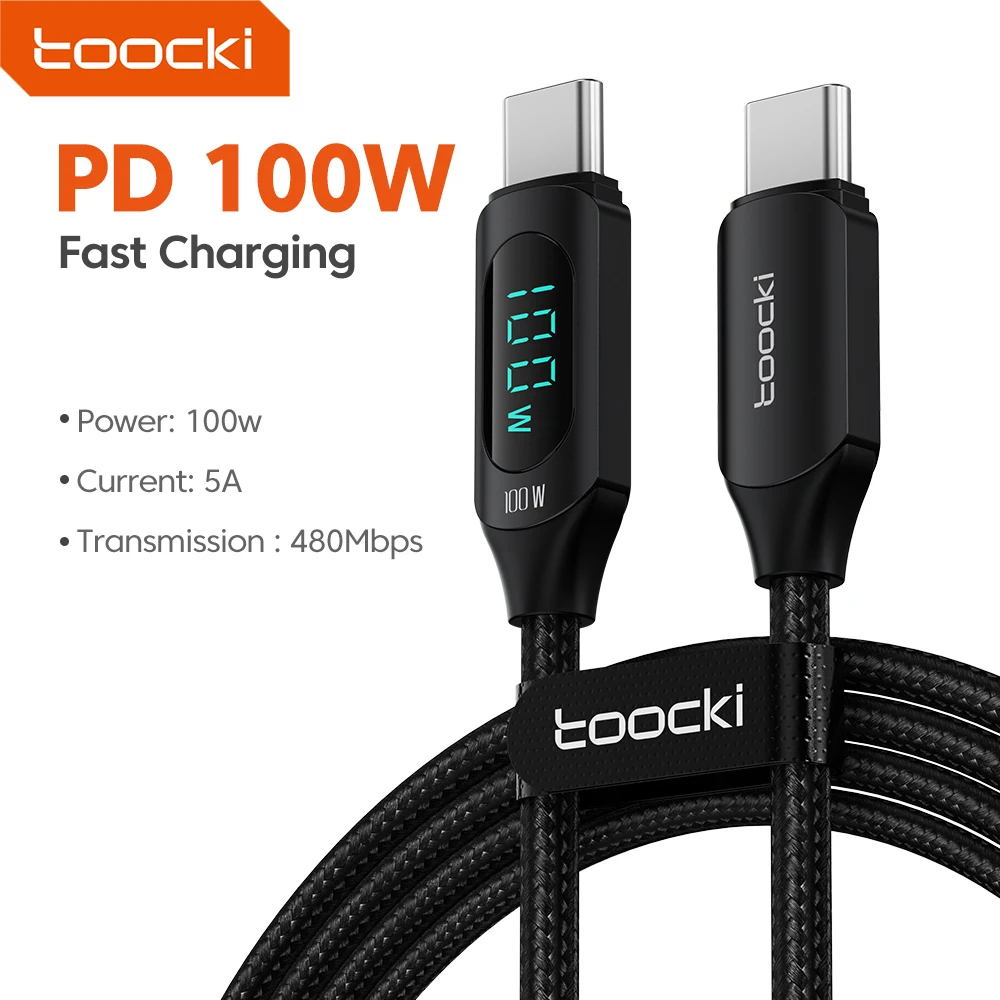 Toocki 6A USB Cable Fast Charging 480Mbps Data Transmission with LED Indication Type-C Cable For Samsung Xiaomi Huawei Phone Fas