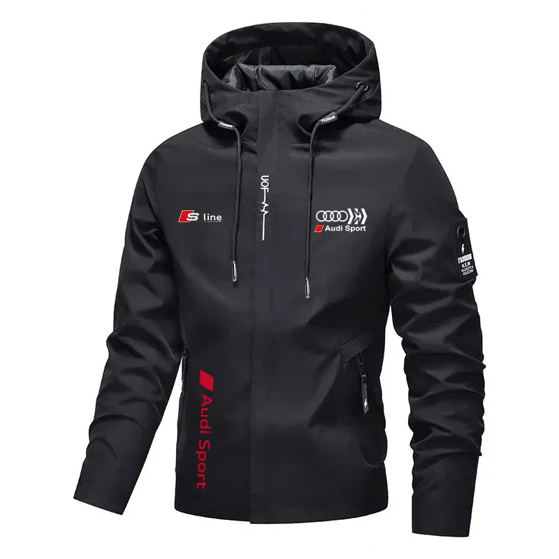 Men's Sporty Style Jacket Waterproof And Breathable with Audi RS Logo for Outdoor Running Model