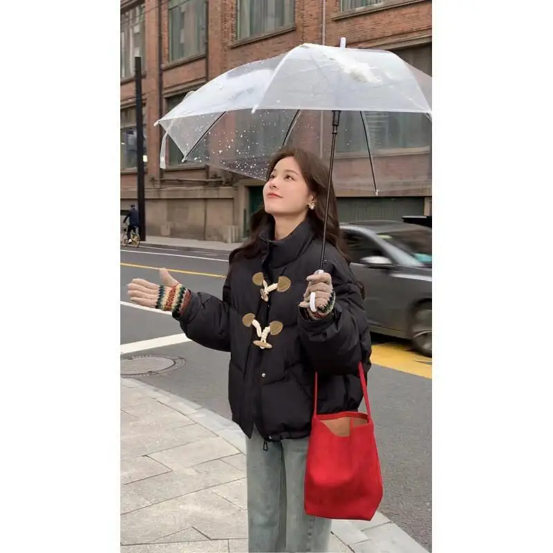 Women's Padded Jacket Korean Style New Stand Collar Short Cotton Coat Women Winter Warm Jacket Outerwear Casual Streetwear