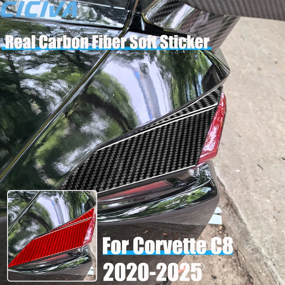 

Real Carbon Fiber Car Accessories Taillights Side Cover Soft Sticker For Chevrolet Corvette C8 2020 2021 2022 2023 2024 2025