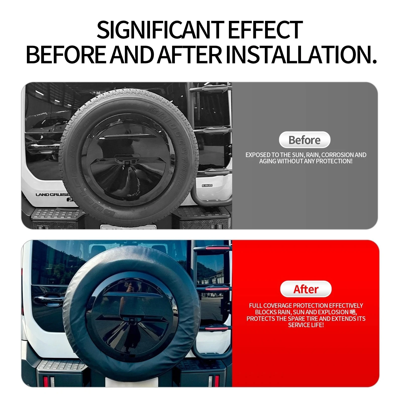 For Toyota Land Cruiser FJ 2026 Car Spare Tire Covers Wheel Hub Leather Protective Cover Waterproof Spare Wheel Decoration detail image 4