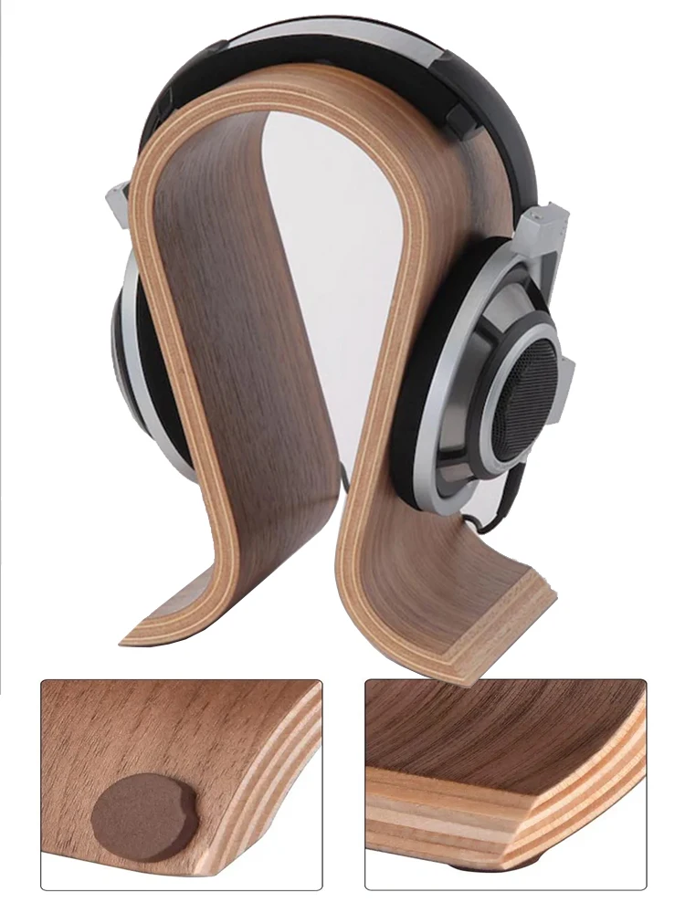 NONE Support de casque en bois pour écouteurs, présentoir de casque de bureau, pour presque tous les écouteurs intra-auriculaires 3