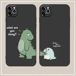 Cartoon Dinosaur Couple Phone Case for iPhone 16 15 14 13 12 11 Pro Max 13Mini 7 8 14 Plus SE3 Paired Silicone Soft Covers Bags