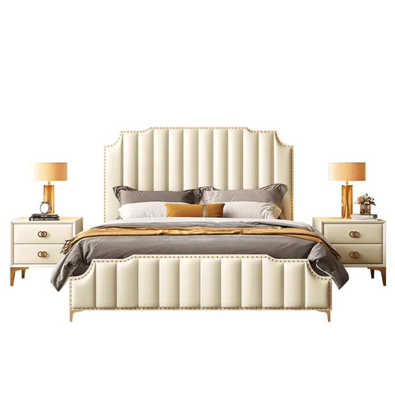 Queen European Double Bed Royal Wood King Headboard Frame Double Bed Girl Boys Sleeping Letti Matrimoniali Bedroom Furniture