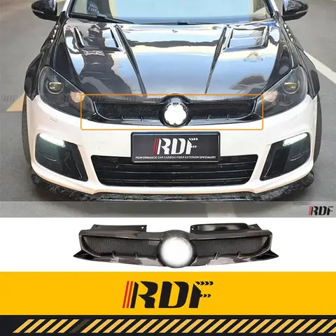 Suitable for Volkswagen MK 6 VW GOLF 6 GTI R20 R Modified Carbon fiber Centre Grille Honeycomb Mesh Car Front Bumper Radiator