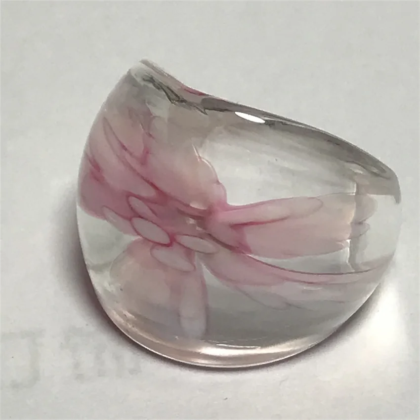 New Handmade For Women Retro Style Murano Glass Transparent Liuli Embedded Flowers Finger Rings Fashion Jewelry