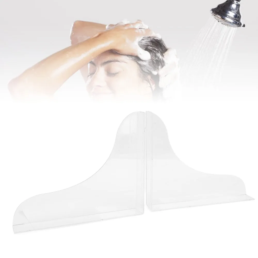 2pcs Self Adhesive Shower Splash Guard Acrylic Silicone Base Bathtub Corner Guard Clear Transparent Waterproof Shield