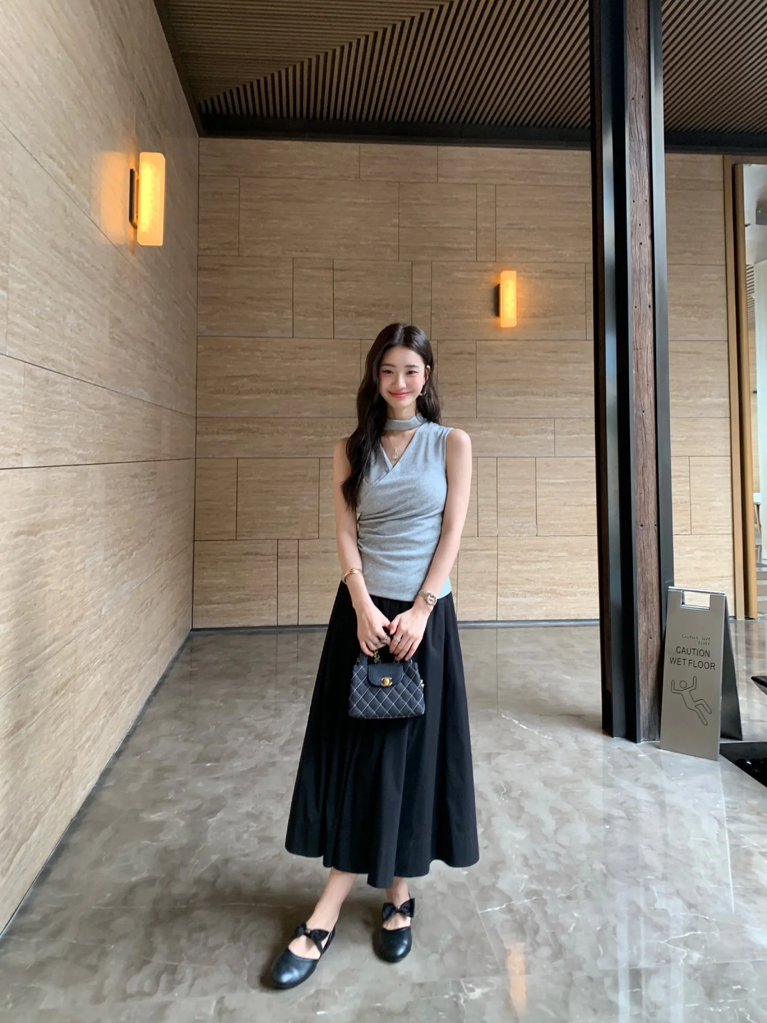 

Pusumede Hepburn A-Line Midi Skirt Women's Elastic Waist High Waist Simple Style Cotton Blend Fabric Spring Summer New Arrival
