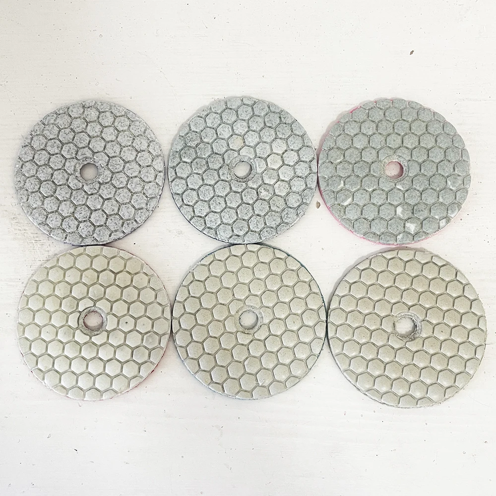 6Pcs 3 inch 80mm Sharp Wear Resistant Flexible Diamond Polishing Dry Pad For Granite Marble Stone Sanding Disc Grinding Pad