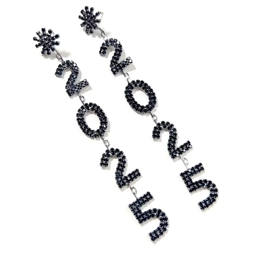 Light Luxury Silver 2025 Earrings Tassels Long Rhinestone Studs Earrings Women Ear Jewelry Diamond 2025 New Year Jewelry Party image 3