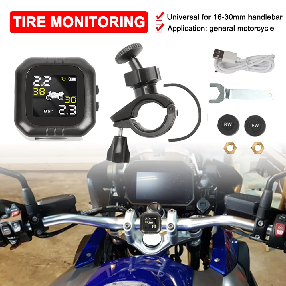 Universal Motorcycle TPMS Tire Pressure Monitoring System Wireless LCD Display For Benelli TRK702X For BMW R1200GS R1250GS G310R