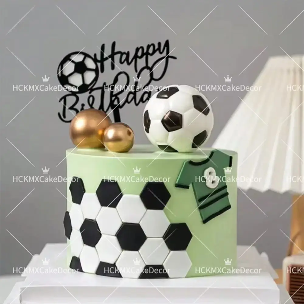 3pcs Soccer Football Themed Cake Topper Set 