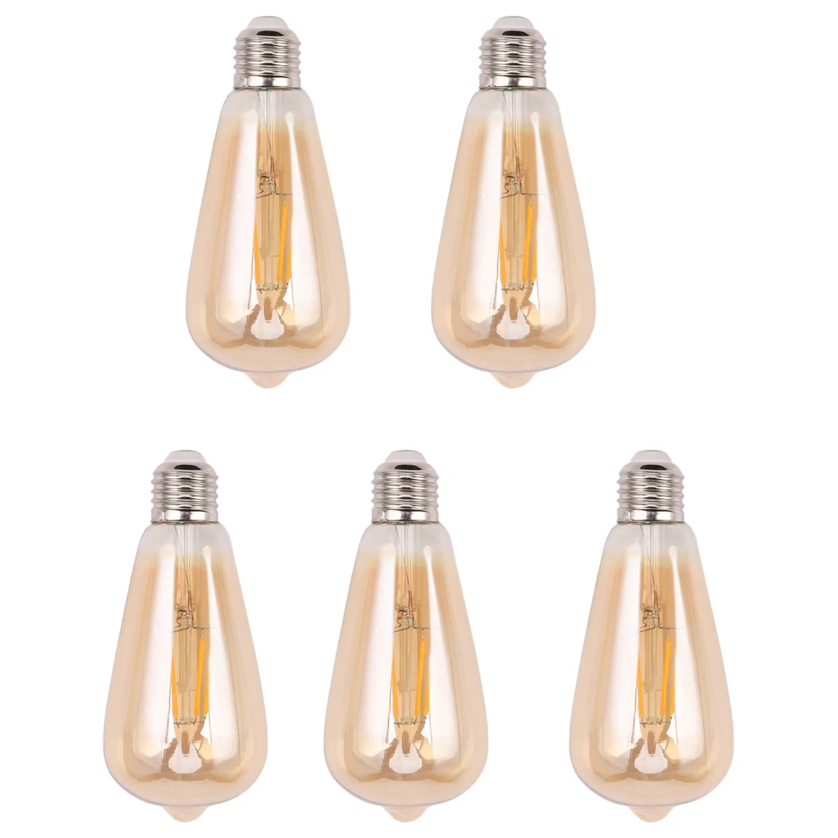 BAAU 5X 調光可能 E27 4W レトロヴィンテージフィラメント ST64 COB LED 電球ライトランプ ゴールドイエロー (2200K) 220V