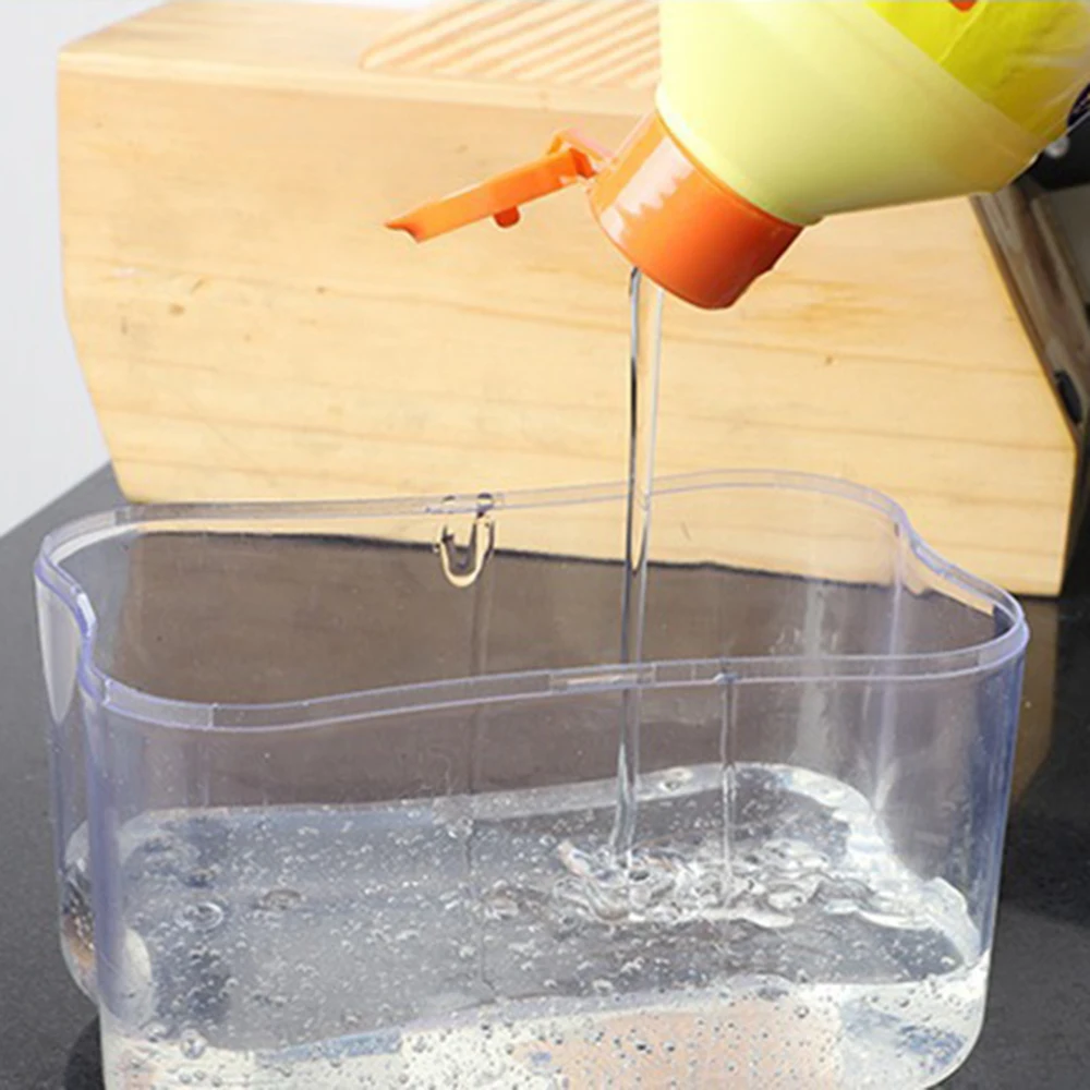 1 For Household Kitchen 2 In 1 Pressing Soap Liquid Box, Easy To Replenish, Durable, For Sponge, Dish Cloth, Pot Brush, Black view 4