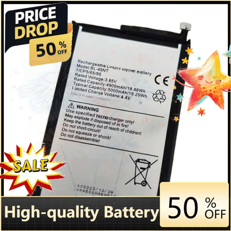 SWZY New Battery BL-49ST 3.85V 5000mAh 19.25Wh for Spark 10pro 10NFC Cell K17 Mobile Phone Battery