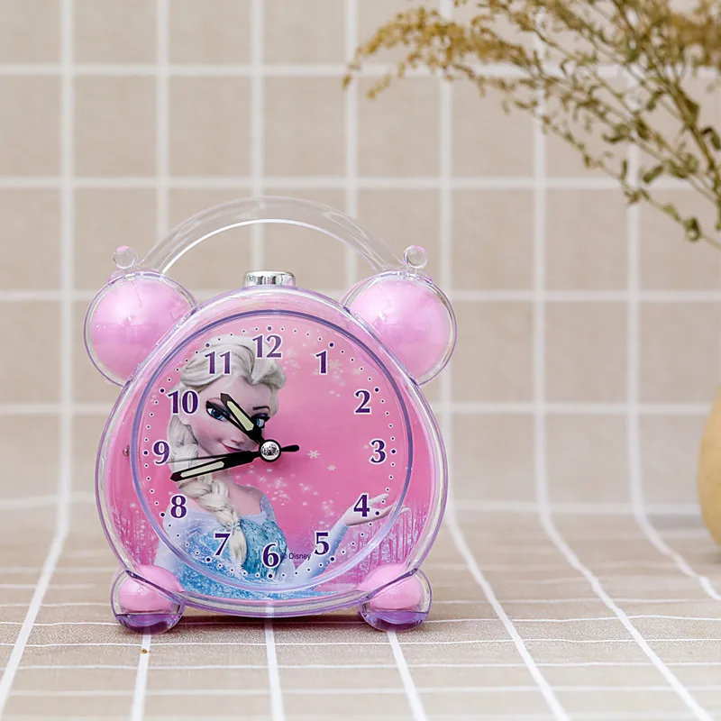 Disney Frozen Anna Elsa Cute Simple Creative Princess Snow White Minnie Children's Cartoon Alarm Clock Home Decor Table Clock