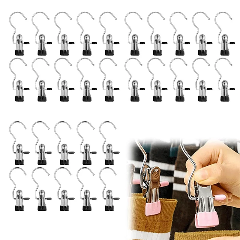 

PORK-Space-Saving Clothespin Hat Pants Storage Hanging Travel Hook,360° Rotating Hanging Hook Clips,Hanger Clips
