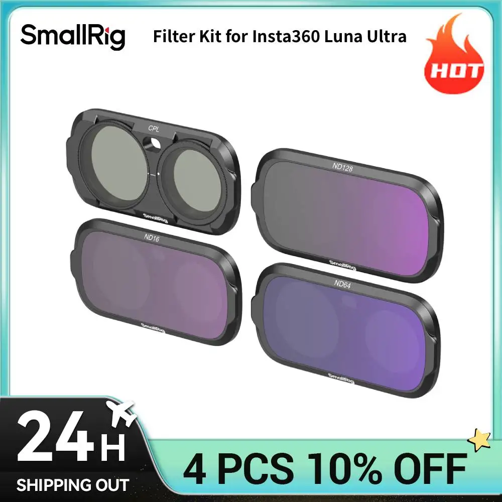 Image of SmallRig Filterset für Insta360 Luna Ultra mit ND16 ND64 ND128 CPL Filter und Reinigungstuch hilft, das Licht gleichmäßig zu reduzieren 6688