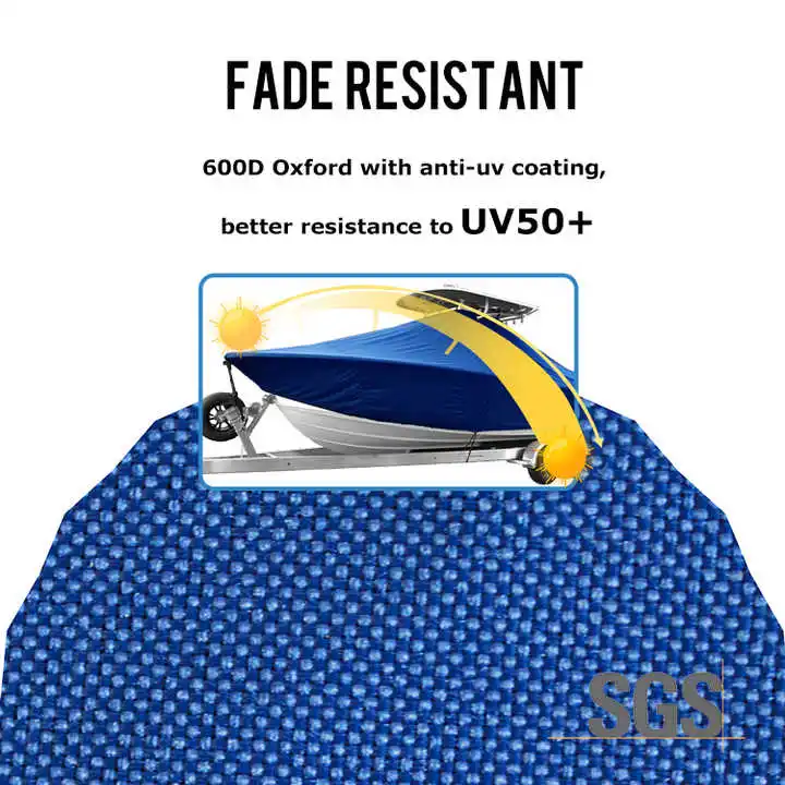Waterproof 600D Boat Cover Marine Grade Polyester Canvas Trailerable T-Top Boat Cover