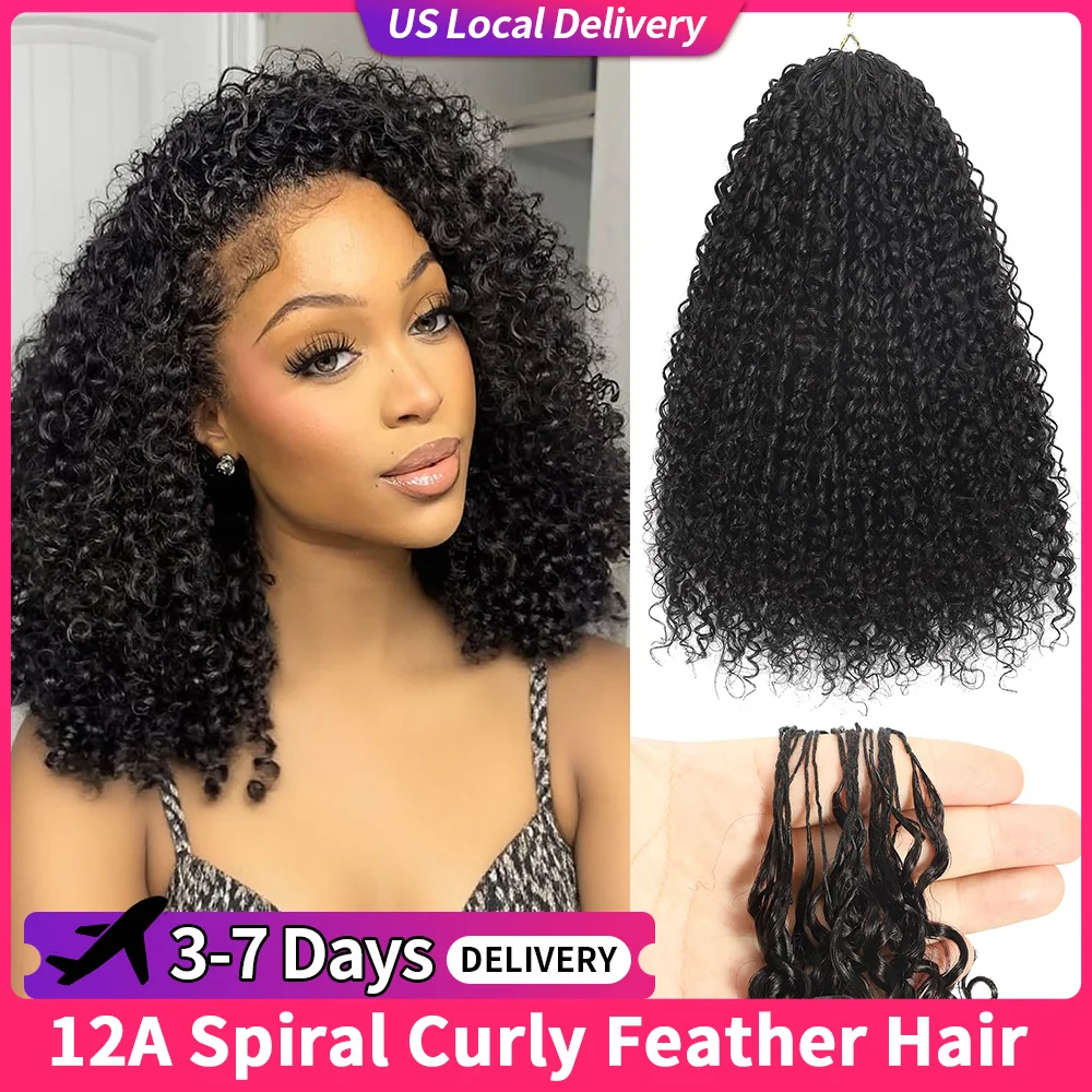 

Afro Kinky Curly 12A Crochet Brazilian Human Hair Invisible Knotless Easy Install Pre-Separated Small Spiral Feather Curls