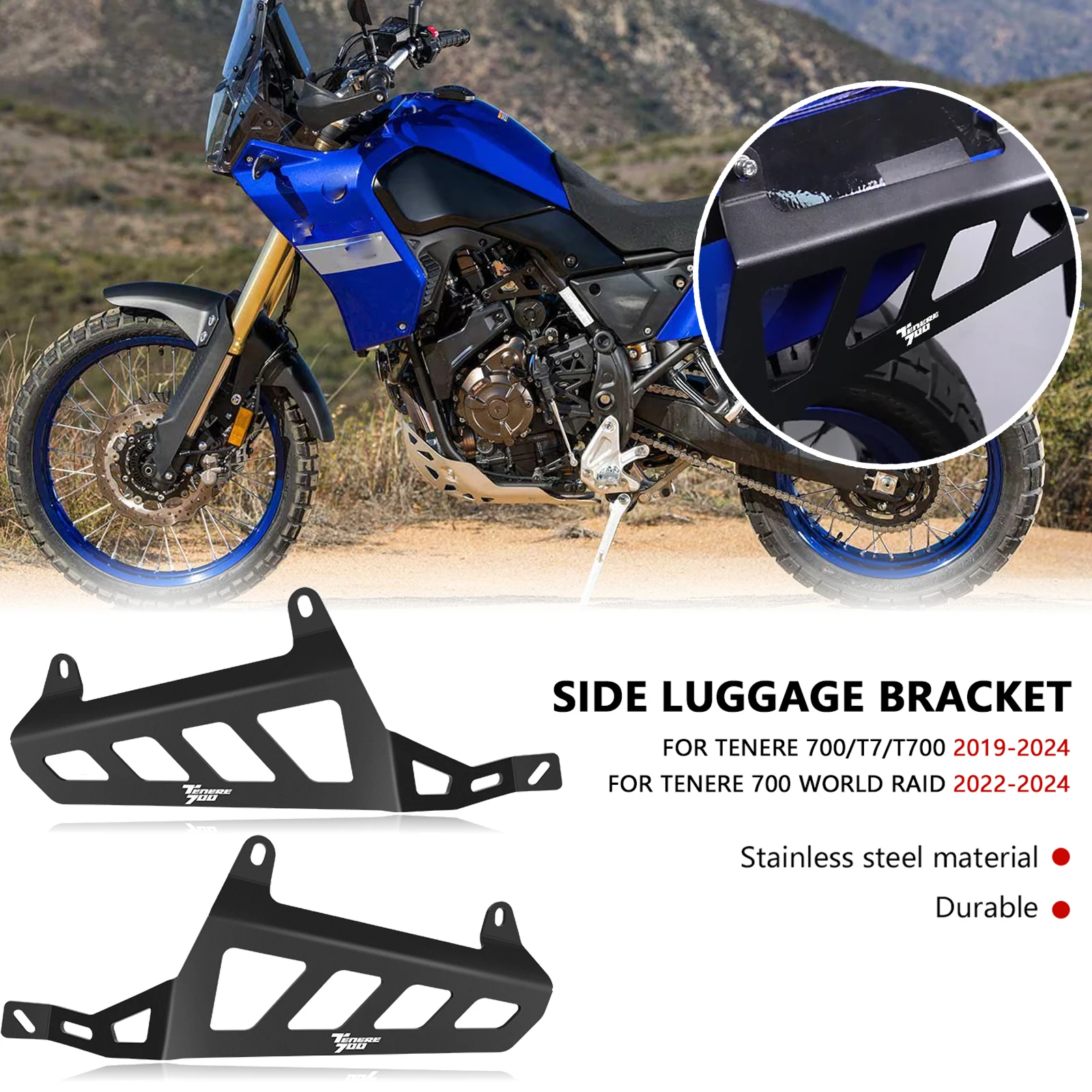 For Tenere700 World Raid Tenere 700 T7 T700 2019-2024 Motorcycle Side Luggage Rack Saddle Bag Support Bar Mounting Bracket