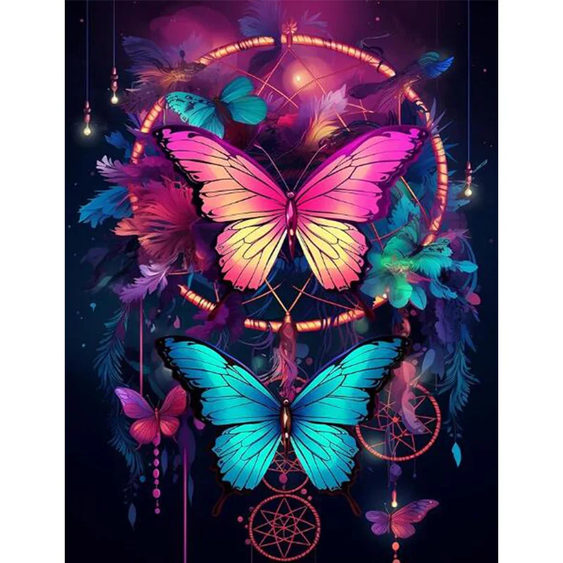 

AB Diamond Diamond Painting Colorful butterfly wind chimes Embroidery Kit Wall Decoration Hanging Painting
