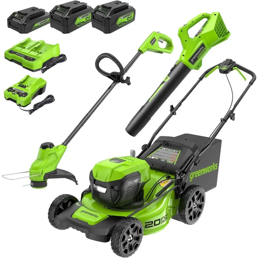 

48V Dual-Voltage 20 Cordless Lawn Mower, 12 Trimmer/Edger, and 320 CFM Blower Kit with 2x 4.0Ah and 1x 2.0Ah Batteries