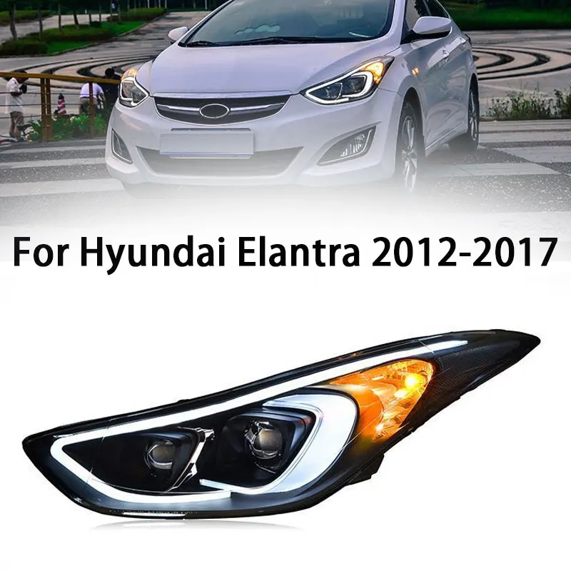 Car Accessories for Hyundai Elantra LED Headlight 2012-2017 Headlights Elantra DRL Turn Signal High Beam Angel Eye Projector Len