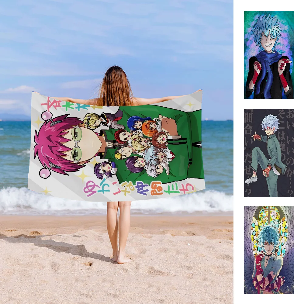 Saiki K Poster Saiki K Disasterus Life Saiki Kusuo Japanese Anime Microfiber Blanket Quick Drying Beach Towels Oversized Pool