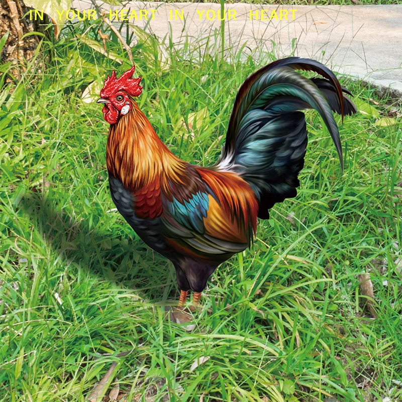 【X】Garden Rooster Statue Chicken Sculpture For Yard Decor Weatherproof Hen Figurine For Patio Backyard Home Outdoor Decoration