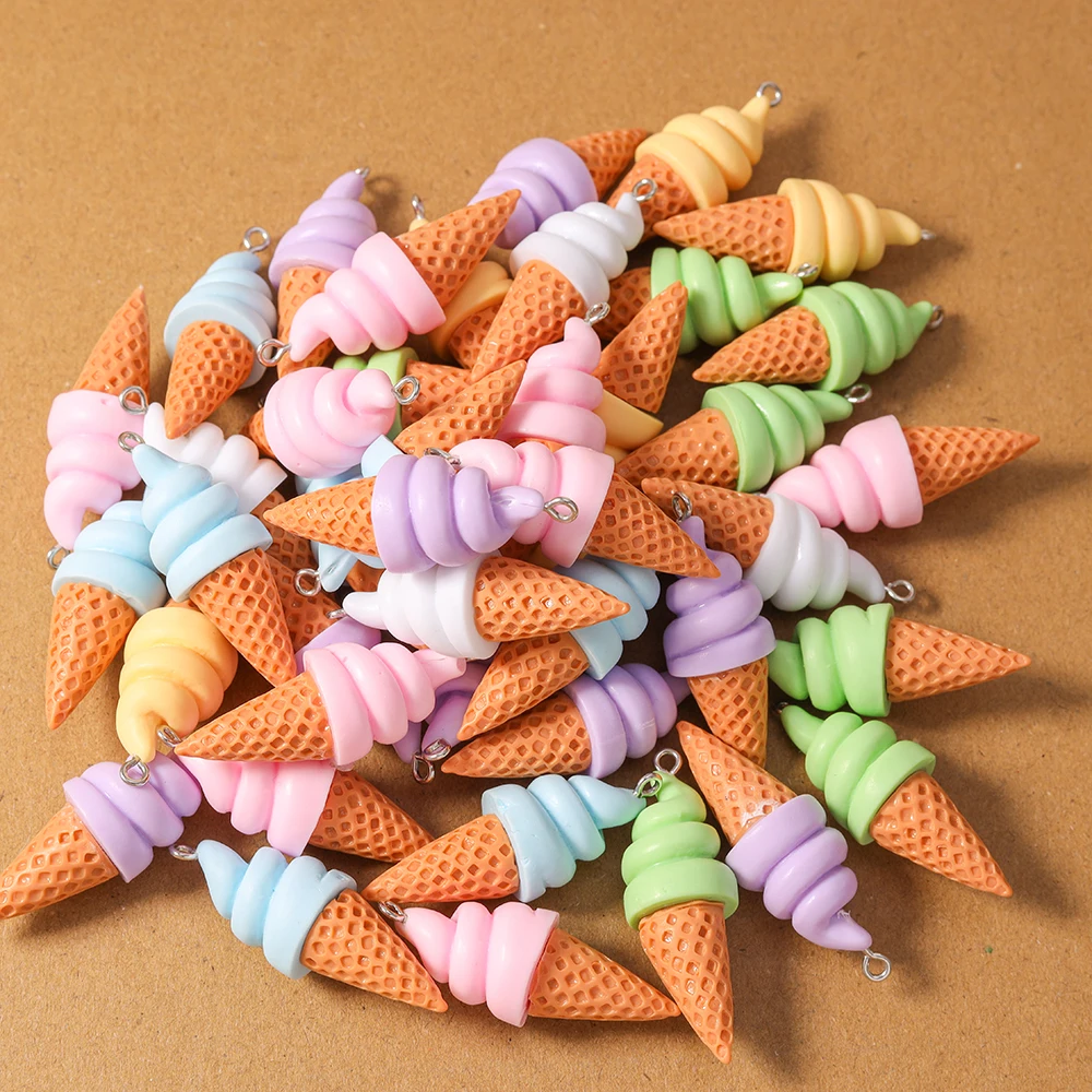 5pcs Random Mix Simulation Food Ice Cream Charms Pendants for Jewelry Making Necklace Earrings Bracelet DIY Accessories