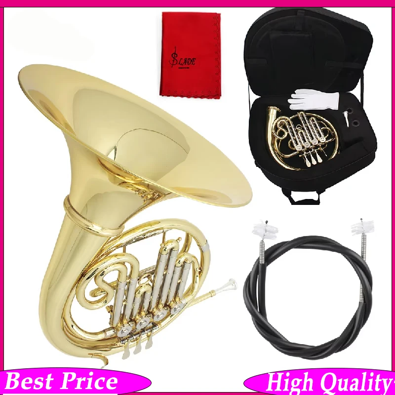 

Французский рожок SLADE из высококачественной латуни, 4/3 клавиши, F/Bb, золотистый, профессиональный, с аксессуарами