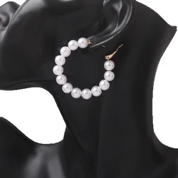 White Imitation Pearls Round Hoop Earrings Fashion Women Elegant Trend Korean Earring Brincos Jewelry korean Fashion