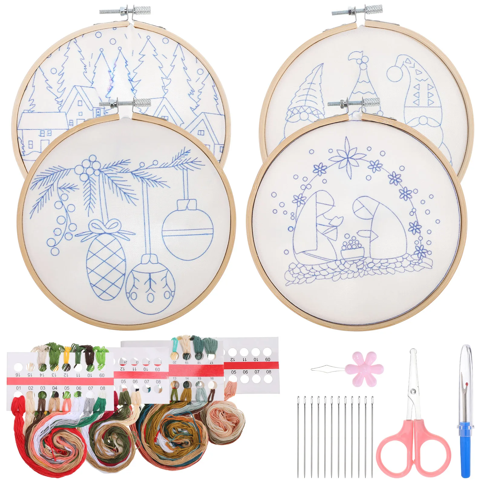 

Christmas Embroidery Kit Beginner Friendly Decorations Tools naments Craft Set For Adults Easy To Use Hoops Patterns