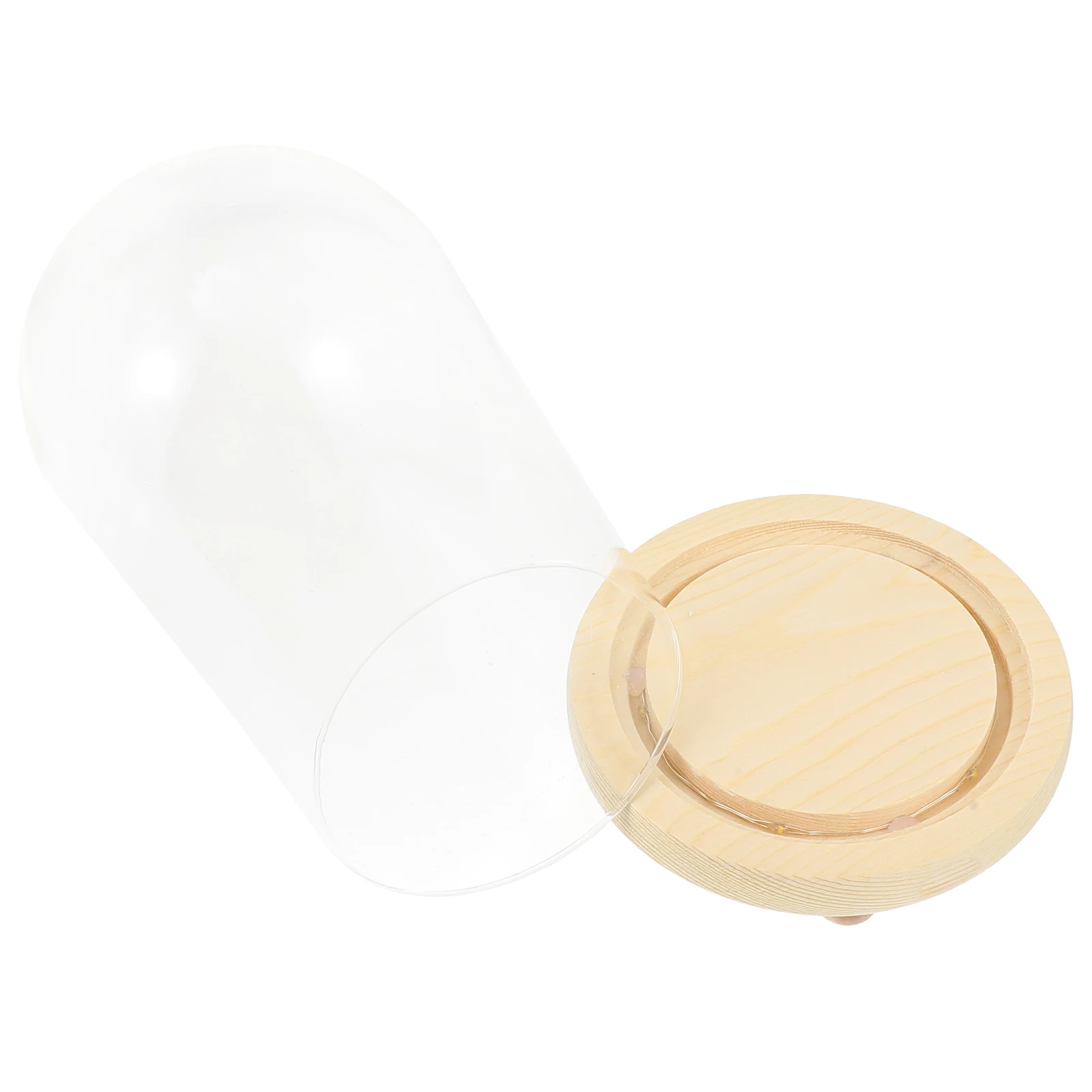 

1 set Eternal Glass Dome Wooden Base Flat Bottom Design Desktop Decor For Preserved Flower Display Cover Ornament Glass Flower