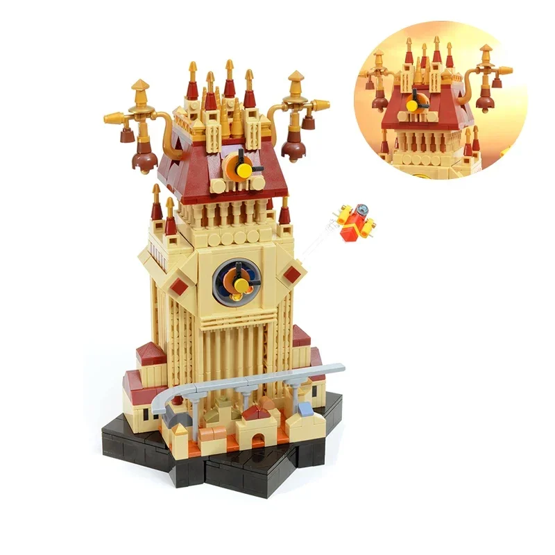 MOC Kingdom Hearts Building Bblock Model Dom Zmierzch Pociąg Stacja Zegar Wieża Zestaw klocków DIY Puzzle dla dzieci Zabawki Prezent